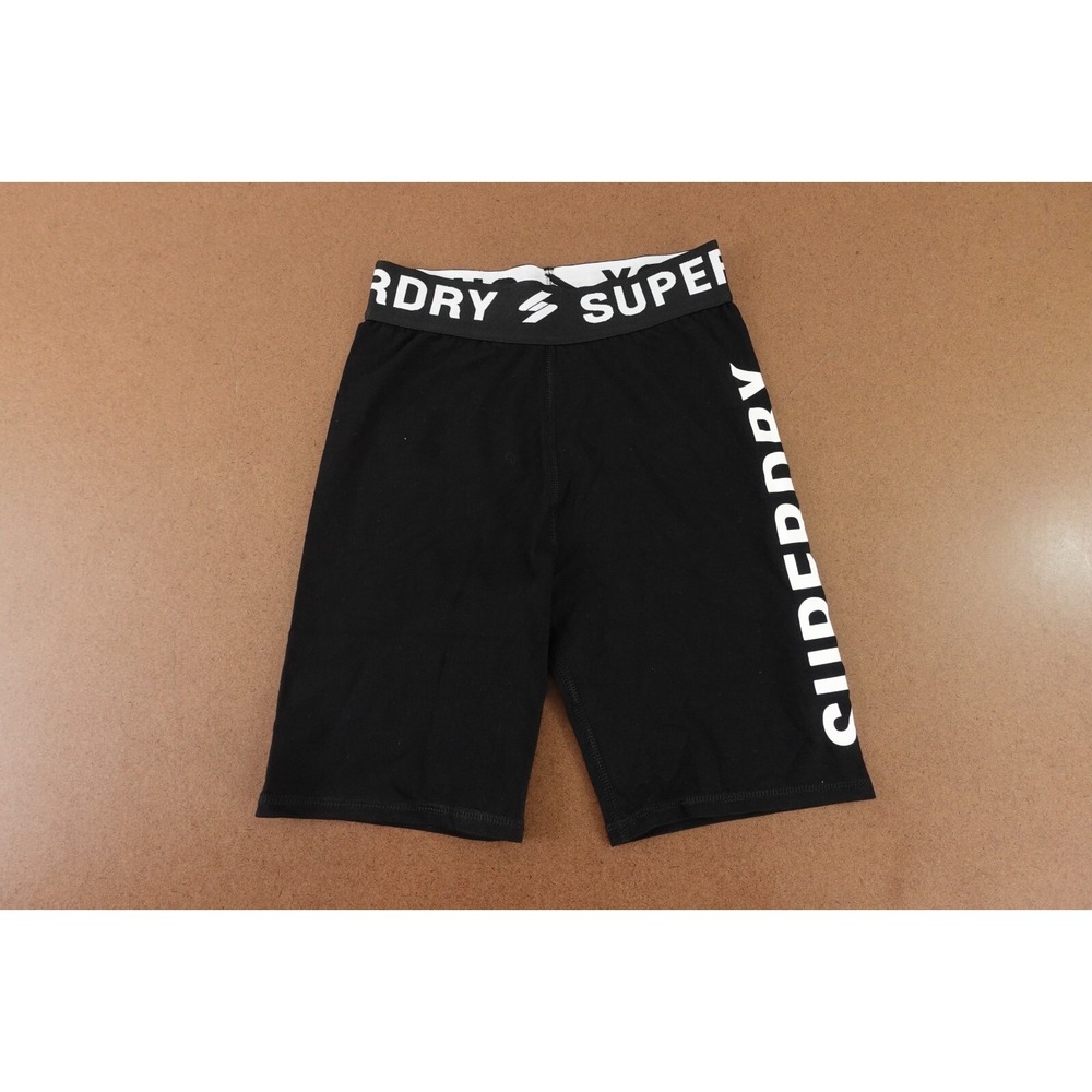 Superdry Women's US Size 4 Black White Logo Tech Cycling Shorts NWT